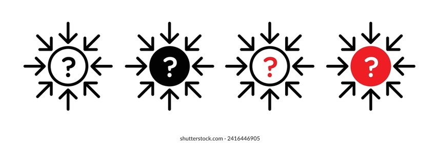 Comprehensible Line Icon . Cogwheel and question icon in black and white color.