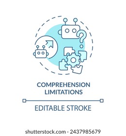 Comprehension limitations soft blue concept icon. Human language interpretation. Round shape line illustration. Abstract idea. Graphic design. Easy to use in infographic, presentation