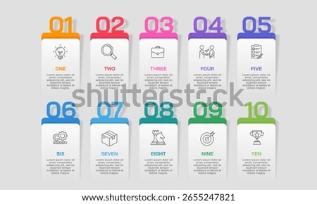 Comprehensive 10 Step Business Process Infographic for Strategic Presentation. Illustration Vector.