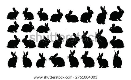 A comprehensive analysis of a visually appealing image featuring multiple black rabbit silhouettes in various poses