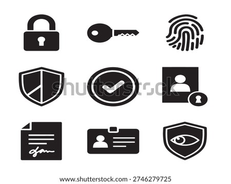 Comprehensive authorization icons with elegant permission and role silhouette designs