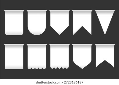 Umfassende leere leere Pennant Bunting Banner Vektorvorlagen Isolierte Mock Up EPS File Collection mit verschiedenen Formen ideal für Branding und Design-Präsentationen