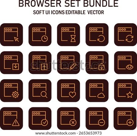 Comprehensive browser interface elements assortment providing software application aesthetic customization options and