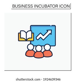 Icono de color de los programas de formación empresarial integral. Crecimiento de la productividad, actualización de la habilidad de la fuerza laboral, motivación. Concepto de proceso exitoso. Ilustración vectorial aislada