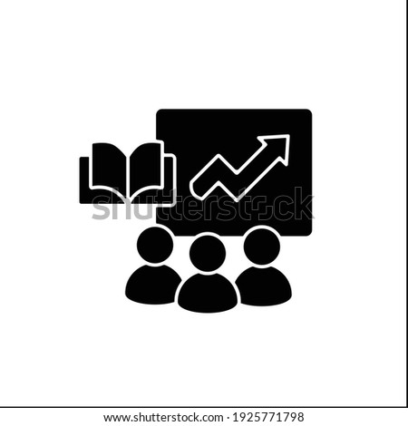 Comprehensive business training programs glyph icon. Productivity growth, refresh workforce skill, motivation. Successful process concept.Filled flat sign. Isolated silhouette vector illustration