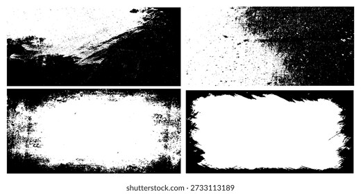 Coleção abrangente de manchas de textura preta abstrata, suja grunge e angustiada