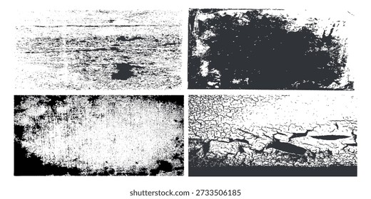 Coleção abrangente de manchas de textura preta abstrata, suja grunge e angustiada