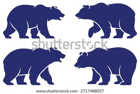 A comprehensive collection of bear silhouettes including standing, sitting, and roaring poses, perfect for logo design, nature graphics, and educational materials.