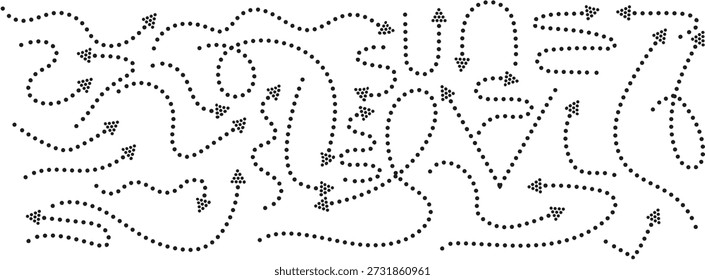 Colección integral de flechas decorativas curvadas con puntos negros