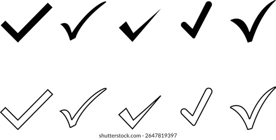 Comprehensive Collection of Check Mark Designs in Diverse Styles and Variations for Professional Use