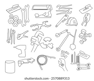 Comprehensive Collection of Construction Tools Vector Illustrations: Essential Instruments for Every Builder. A comprehensive collection of construction tools vector illustrations is an indispensable.