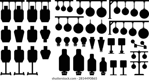 A comprehensive collection of five black silhouettes depicting male athletes performing advanced calisthenics exercises on bars. These graphics are ideal for fitness branding, gym posters, workout app interfaces, and instructional sports materials.
