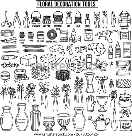 Comprehensive Collection of Floral Decoration Tools, Wires, Foams, Vases, Ribbons, and Supplies for Floristry and Crafting