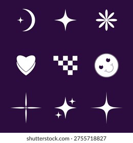 A comprehensive collection of high-quality Y2K vector elements in a distinct retro-futuristic style. Featuring classic 2000s symbols, abstract organic blobs, cyber tech shapes, pixel art icons, and nostalgic lo-fi graphics. This versatile vector pack captures the vibrant, futuristic energy of the early millennium. Perfect for streetwear branding, social media posts, tech-themed posters, modern web design, and digital collage layouts.