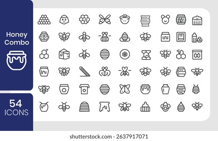 A comprehensive collection of honey and bee themed icons for design and branding projects