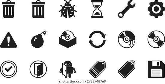 Eine umfassende Sammlung moderner, flacher Design-Benutzeroberflächen und Vektorsymbole für die Web- und App-Entwicklung