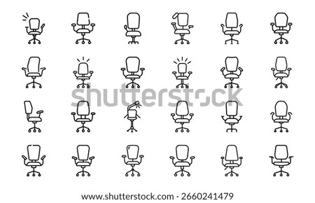 A comprehensive collection of outline icons representing modern business, technology, professional services, and workplace concepts.