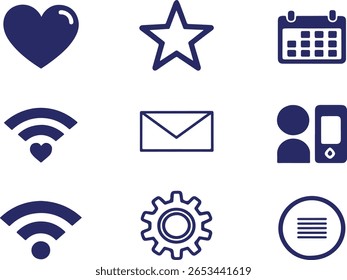Uma coleção abrangente de ícones populares, oferecendo uma linguagem visual versátil para diversos aplicativos digitais e de impressão.
