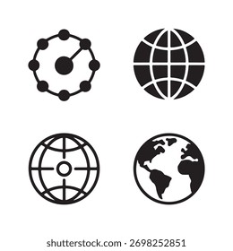 Uma coleção abrangente de ícones sólidos que representam conectividade global, links de rede e conceitos de comunicação para várias aplicações digitais.