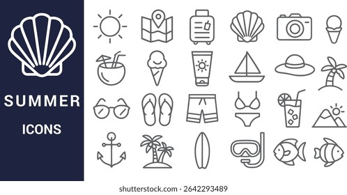 Comprehensive Collection of Summer Icons for Vacation and Leisure Designs