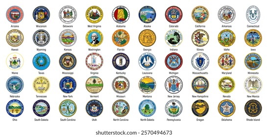 Comprehensive Collection of U.S. State Seals Badges Vector Set