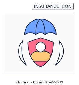 Comprehensive Color Icon. Insurance Covering Completely Or Broadly. Security And Protection In All Spheres.Insurance Concept. Isolated Vector Illustration