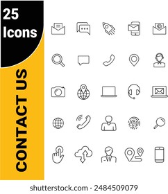 Conjunto de iconos de contacto completo (múltiples estilos y editable)