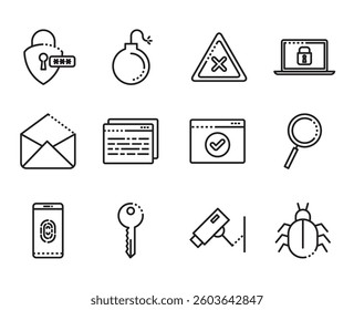 Comprehensive Cybersecurity Icon Set in