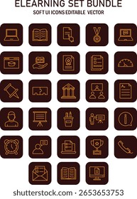 Comprehensive digital education icons set showcasing online learning and academic achievements through accessible