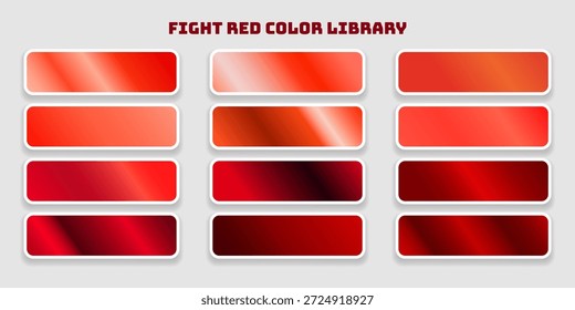A comprehensive digital library featuring a rich array of red color swatches and smooth gradient transitions, perfect for diverse graphic design projects and creative concepts
