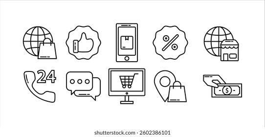 Comprehensive e-commerce icon set!  Shopping cart, payment, delivery, and more, in high-resolution vector format. Download now!