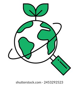 Umfassende Ökosystembewertung. Bewertung der Umweltgesundheit und -funktionalität. Vektorgrafik Editierbarer Strich und Farben.
