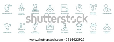 Comprehensive Education and Skill Development Vector Icons