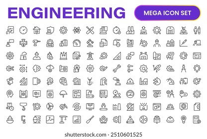 Comprehensive Engineering Icon Set: Precision-crafted icons for mechanical, civil, electrical, and software engineering projects.