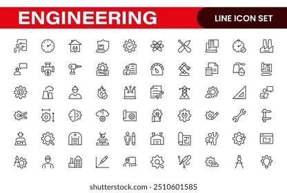 Conjunto abrangente de ícones de engenharia: ícones criados com precisão para projetos de engenharia mecânica, civil, elétrica e de software.