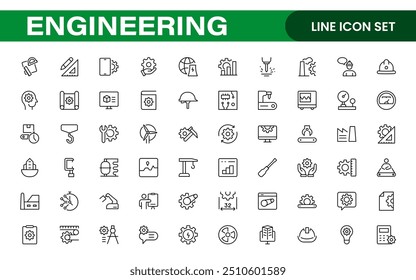 Conjunto abrangente de ícones de engenharia: ícones criados com precisão para projetos de engenharia mecânica, civil, elétrica e de software.