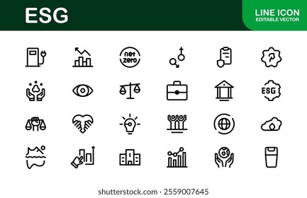 Comprehensive ESG Icon Collection - Perfect for Green, Ethical, and Corporate Responsibility Branding