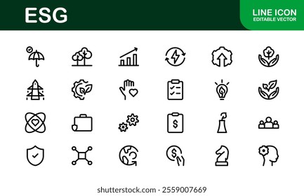 Comprehensive ESG Icon Collection - Perfect for Green, Ethical, and Corporate Responsibility Branding