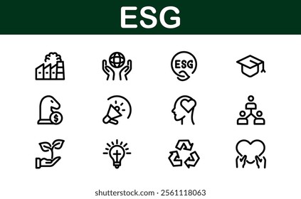 Comprehensive ESG Icon Collection - Perfect for Green, Ethical, and Corporate Responsibility Branding