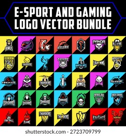 Paquete completo de Vector de logotipos de deportes electrónicos y juegos con diversos Diseños de mascotas, incluidos Warriors Wizards Knights and Kings, con poderosos íconos animales para la marca de Equipos profesional Gamer Identities y gráficos de canales de transmisión