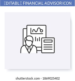 Comprehensive Financial Plan Line Icon. Finance Advisor. Consulting In Business, Accounting And Financial Control. Capital Management And Improvement. Isolated Vector Illustration. Editable Stroke 