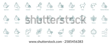 Comprehensive Fragrance Notes Collection Vector Icon Set