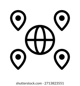 Colección completa de íconos de Locaciones globales para navegación internacional, mapeo mundial, seguimiento GPS y planificación de viajes visuales
