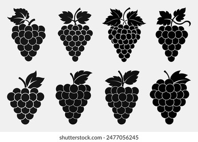Comprehensive Grape Icon Vector Set for Versatile Design