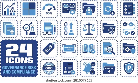 Comprehensive GRC Vector Icon Set Illustrating Regulatory Compliance