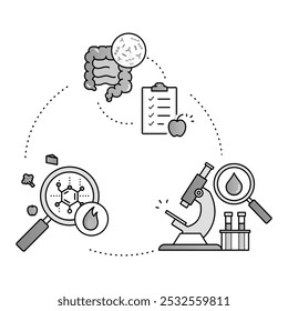 Icono de evaluación integral de salud. Análisis de cuerpo completo y bienestar – Ilustración vectorial para los conceptos de monitoreo de la salud