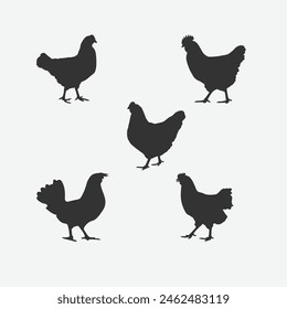 Comprehensive Hen Silhouette Set,An Extensive Collection of Stylish Poultry Outlines for All Your Design Needs