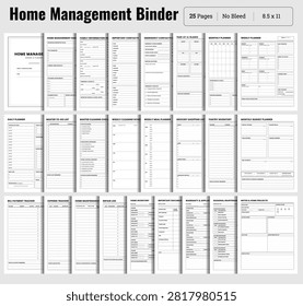 Comprehensive Home Management Planner Binder Set, Minimalist Style - Vector Illustration