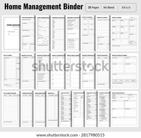 Comprehensive Home Management Planner Binder Set, Minimalist Style - Vector Illustration