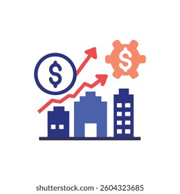 A comprehensive icon representing the concept of economic development.